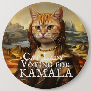 Bóton Redondo 15.24cm Mona Lisa Cat para Kamala Button