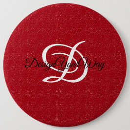 Bóton Redondo 15.24cm monograma retro vermelho e branco de vintagem