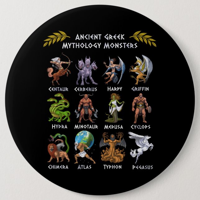 Bóton Redondo 15.24cm Monstros de mitologia grega antiga (Frente)