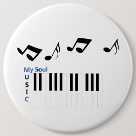 Bóton Redondo 15.24cm Música Piano Key Music Nota