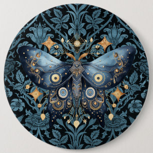 Bóton Redondo 15.24cm Mystical Watercolor Blue e Dourada Night Moth