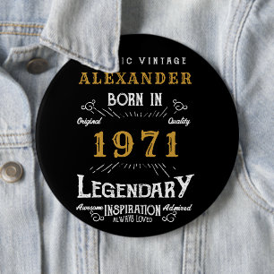Bóton Redondo 15.24cm Nascer de 50º aniversário personalizado 1971 Vinta