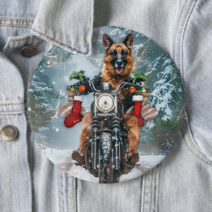 Bóton Redondo 15.24cm Natal de Motocicleta german shepherd