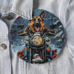 Bóton Redondo 15.24cm Natal de Motocicleta german shepherd