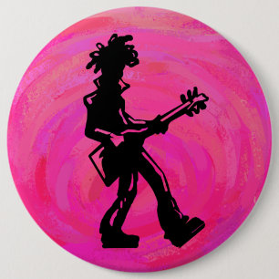 Bóton Redondo 15.24cm Noite de New York Boogie Guitar Rosa Quente