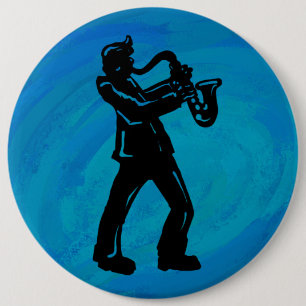 Bóton Redondo 15.24cm Noites de Boogie de Nova York Saxofone Azul