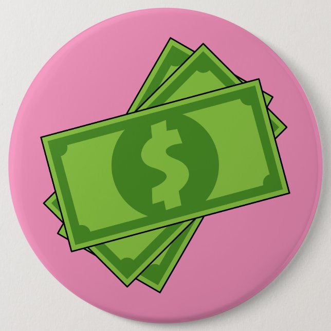 Bóton Redondo 15.24cm Notas de Dinheiro do Cartoon (Frente)