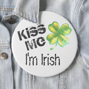 Bóton Redondo 15.24cm O dia do Patrick me beija, sou irlandês, Shamrock,