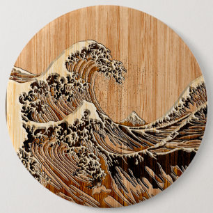Bóton Redondo 15.24cm O estilo de madeira de bambu da grande onda de