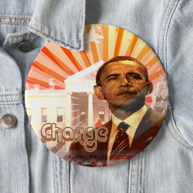 Bóton Redondo 15.24cm Obama Change (In Situ)