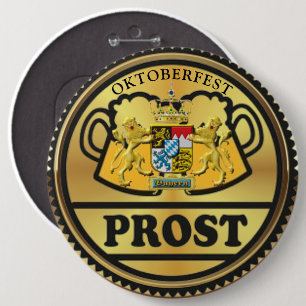 Bóton Redondo 15.24cm Oktoberfest Baviera Munique Alemanha Prost Dourado