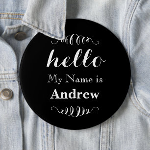 Bóton Redondo 15.24cm Olá Meu nome é Personalizado Qualquer Cor Personal