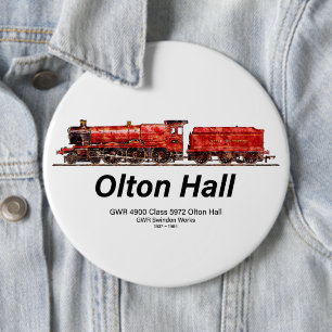 Bóton Redondo 15.24cm Olton Hall Vintage Comboio a Vapor Comboio Inglês