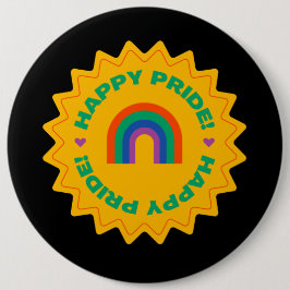 Bóton Redondo 15.24cm Orgulho. Feliz orgulho. Gay amor. cor arco-íris