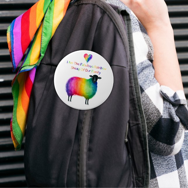Bóton Redondo 15.24cm Ovelha Arco-íris LGBTQ  (Criador carregado)