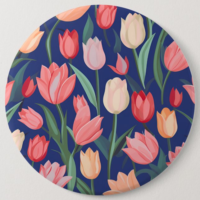 Bóton Redondo 15.24cm Padrão das tulipas (Frente)