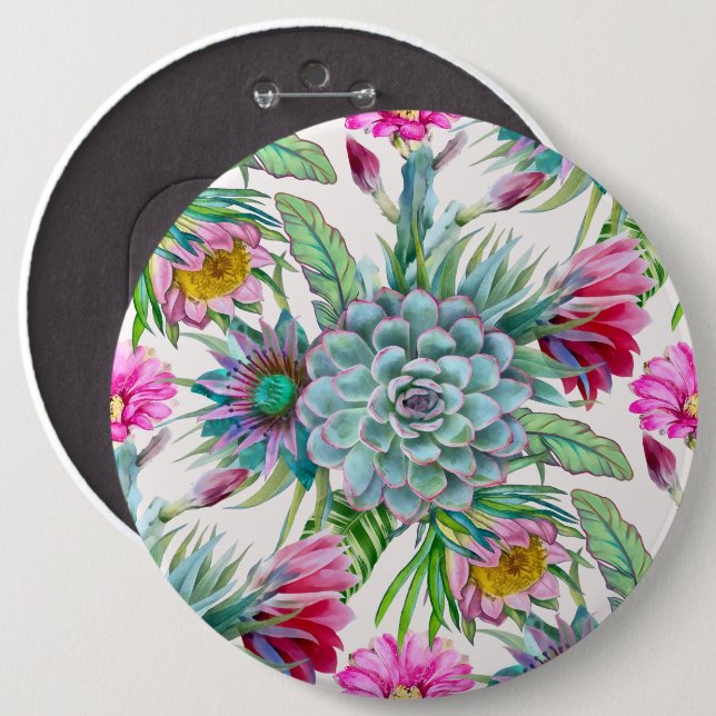 Bóton Redondo 15.24cm Padrão de Cactos (Frente & Verso)