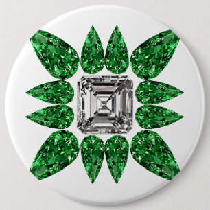 Bóton Redondo 15.24cm Padrão de Diamante em forma de pera verde