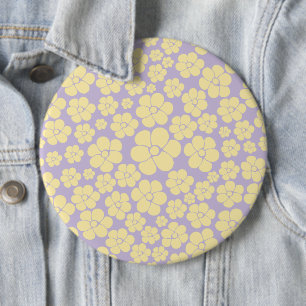 Bóton Redondo 15.24cm Padrão de Flor - Amarelo e Púrpura Pastel