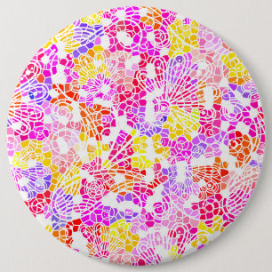 Bóton Redondo 15.24cm Padrão de flores de abstrato giro-colorido