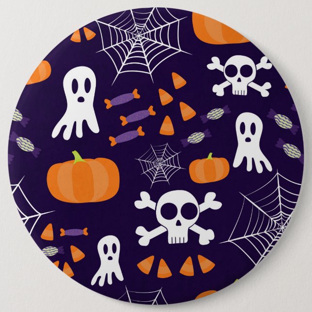 Bóton Redondo 15.24cm Padrão de Halloween divertido (Frente)