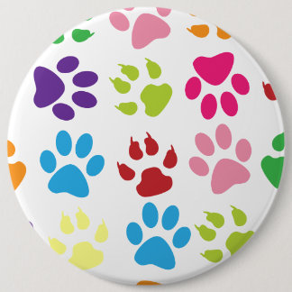 Bóton Redondo 15.24cm Padrão de Impressões de Pata Coloridas