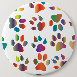 Bóton Redondo 15.24cm Padrão de Impressões de Pata Coloridas