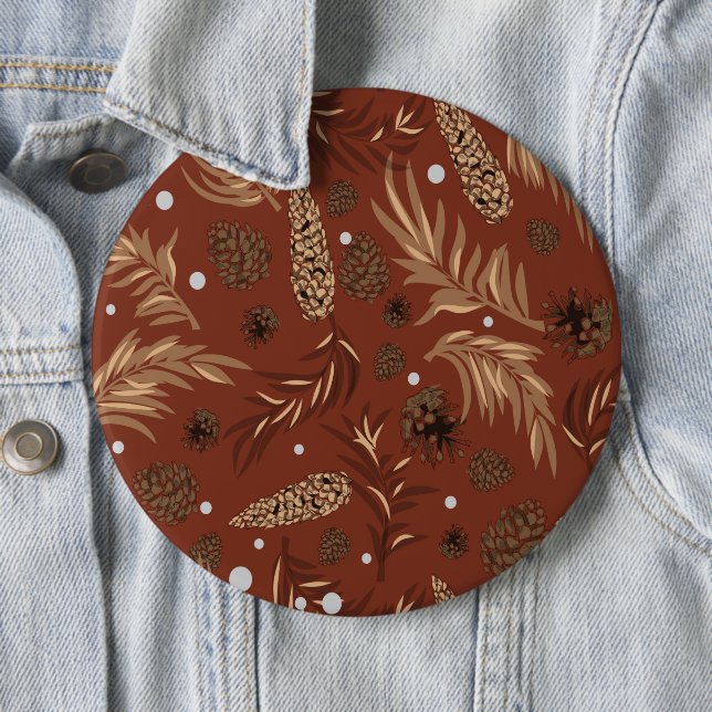 Bóton Redondo 15.24cm Padrão de Natal, Pine Snow 8 (In Situ)