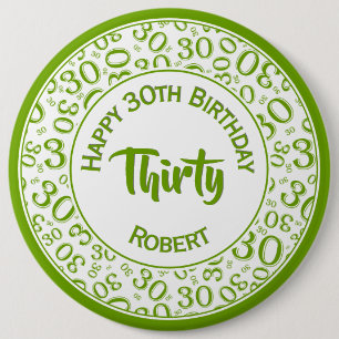 Bóton Redondo 15.24cm Padrão de Partido aniversário de 30 anos Verde/B