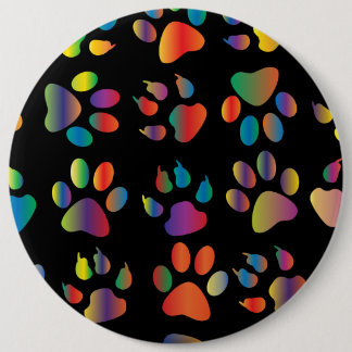Bóton Redondo 15.24cm Padrão de Pegadas Coloridas (Preto)