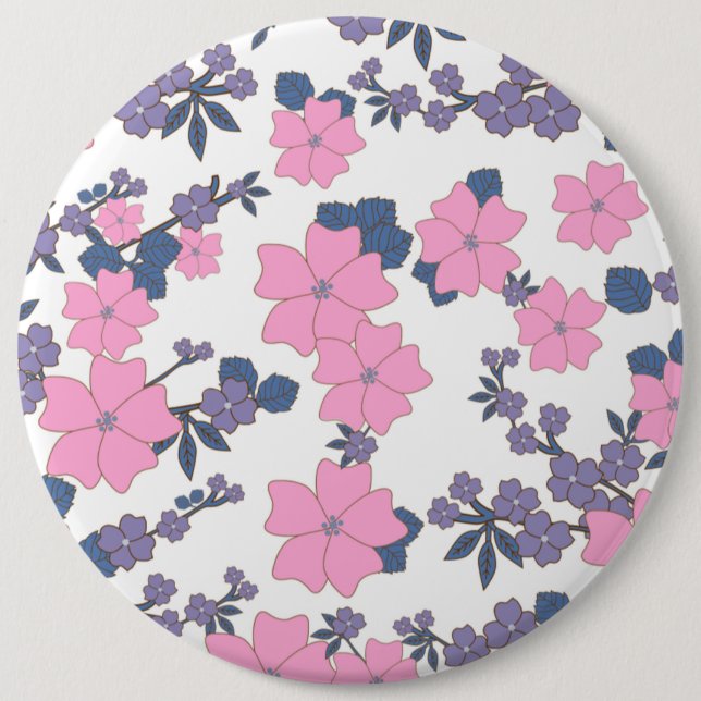 BÓTON REDONDO 15.24CM PADRÃO DE PINCO E FLOR DE RODA (Frente)