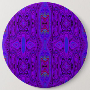Bóton Redondo 15.24cm Padrão Retro Abstrato Roxo e Azul Real