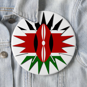 Bóton Redondo 15.24cm Padrão Vibrante da Bandeira do Quênia: Uma Arte de