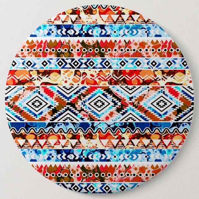 Bóton Redondo 15.24cm Padrões aztecas femininos coloridos fofos (Frente)