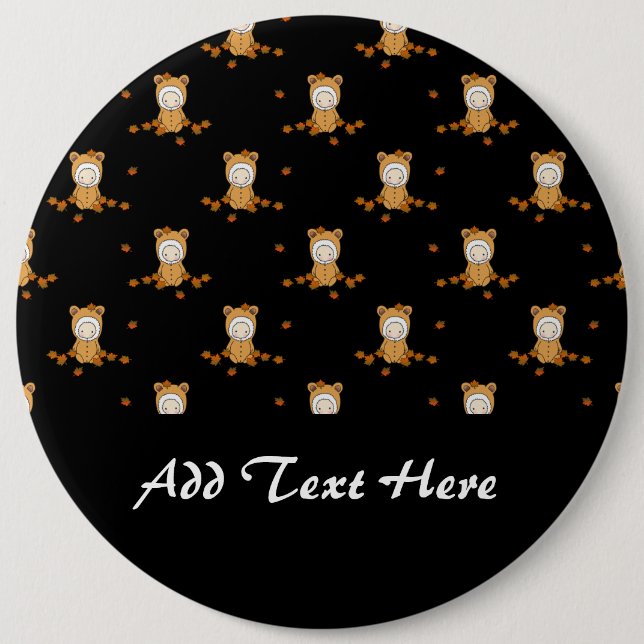 Bóton Redondo 15.24cm Padrões de outono de Bebês em queda de folhas (Frente)