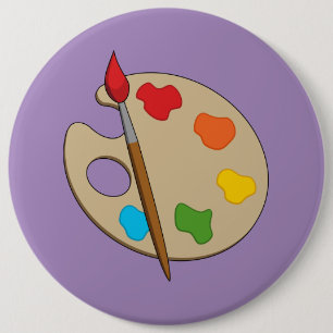 Bóton Redondo 15.24cm Paleta de Artista com Pincel de Pintura