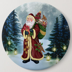 Bóton Redondo 15.24cm Papai Noel Na Floresta