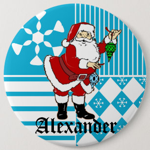 Bóton Redondo 15.24cm Papai Noel personalizou botões do nome de etiquet