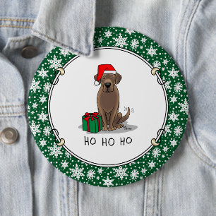 Bóton Redondo 15.24cm Papais noeis de Natal Chocolate Labrador Sempre En
