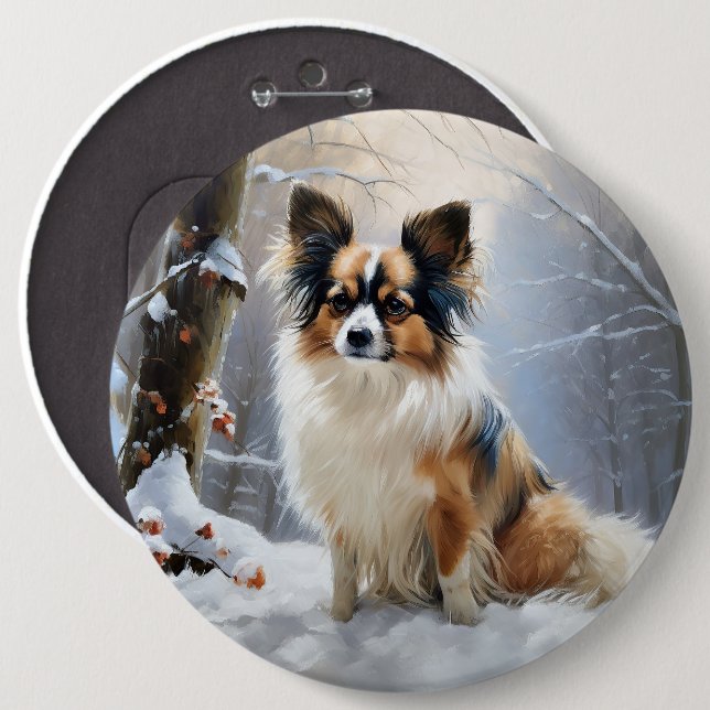 Bóton Redondo 15.24cm Papillon Deixe Nevar Natal (Frente & Verso)