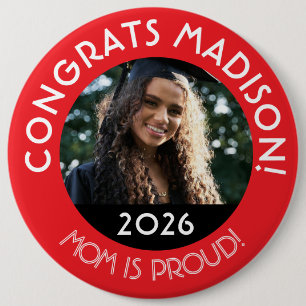 Bóton Redondo 15.24cm Parabéns personalizados Formando Foto Mãe Orgulhos