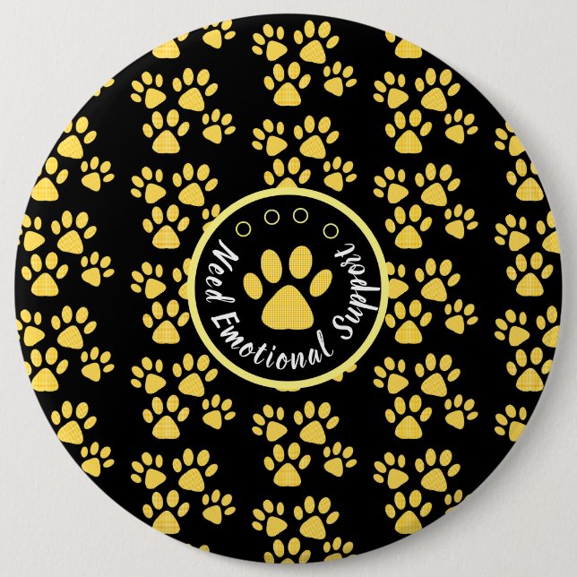 Bóton Redondo 15.24cm Pata de animais impressão amarela, animais de esti (Frente)