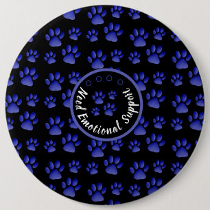 Bóton Redondo 15.24cm Pata de animais impressão azul, animais de estimaç