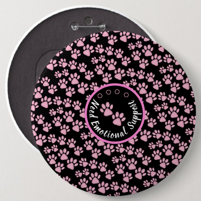 Bóton Redondo 15.24cm Pata de animais impressão de animais de companhia, (Frente & Verso)