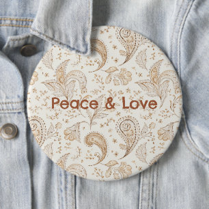Bóton Redondo 15.24cm Paz Amor Boêmio Hippie Anos Sessenta Paisley