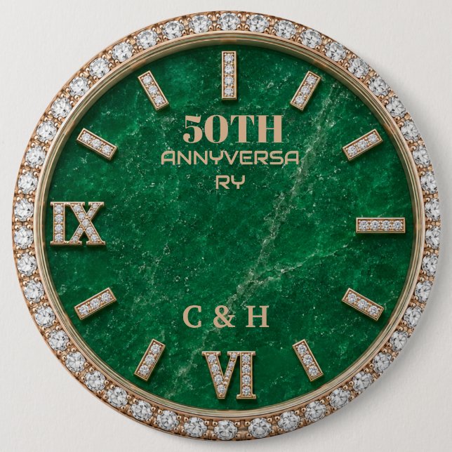 Bóton Redondo 15.24cm Personalized 50th Anniversary Emerald Marble  (Frente)