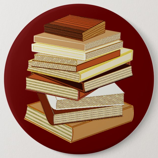Bóton Redondo 15.24cm Pilha de livros - bege (Frente)