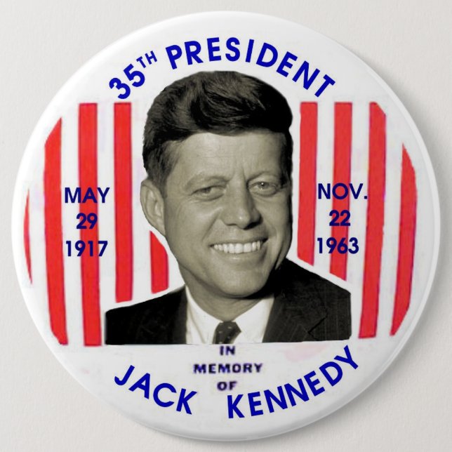 Bóton Redondo 15.24cm Pinback do memorial de Jack Kennedy (Frente)