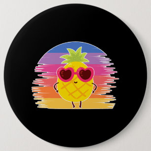 Bóton Redondo 15.24cm Pineanás Peace Aloha Pega Camisa Havaiana