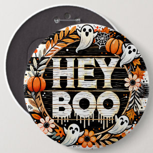Bóton Redondo 15.24cm Pino de Halloween "Ei Boo" Jogador - Fantasmas, Bo